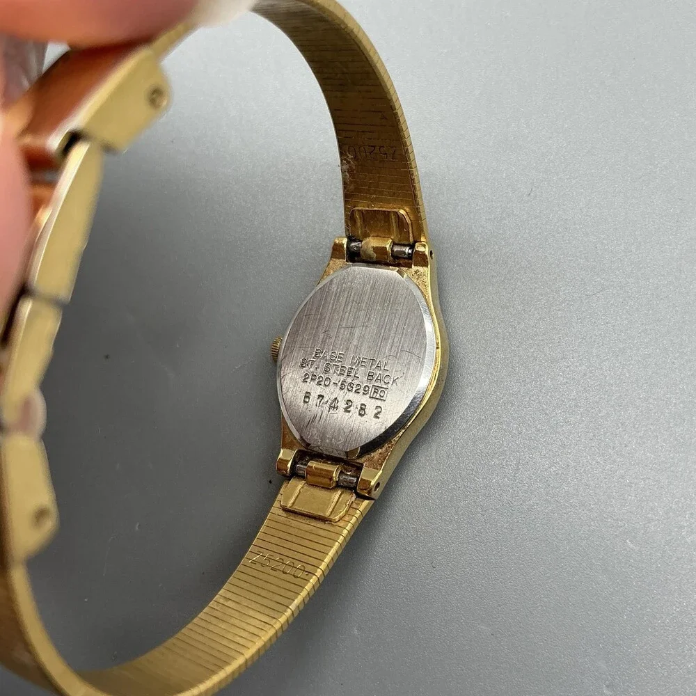 Vtg Seiko 2P20-5529 Womens Watch 16mm Champagne Dial Gold Tone New Battery 5.25